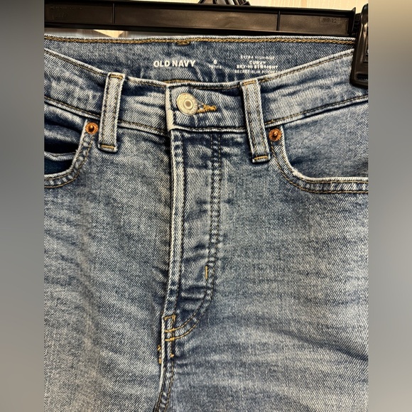 old navy extra high rise curvy sky hi straight denim jeans size 6 petite fall - Picture 2 of 8